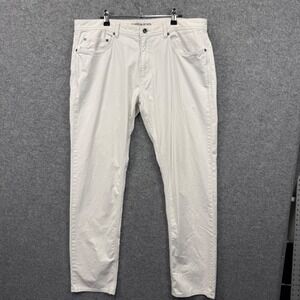 Rodd & Gunn Mens 38x32 Straight‎ Fit 5-Pocket Pants White Cotton Stretch Twill